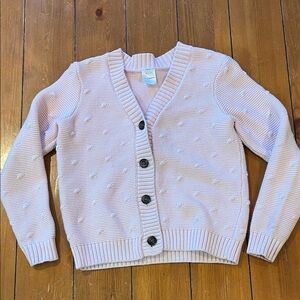 Hanna Andersson Pale Pink /Blush Bobble Knit Cardigan Sweater Girls Size 8 EUC